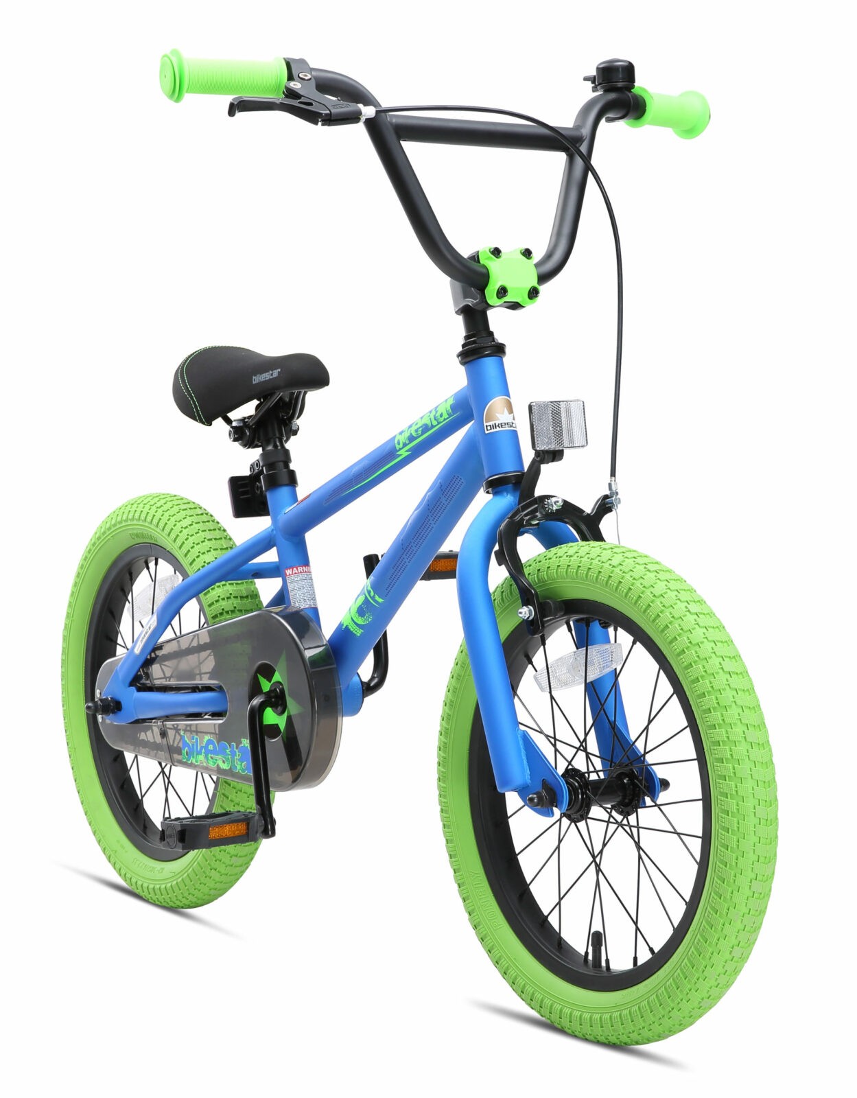 Correctie mouw reflecteren Bikestar 16 inch BMX kinderfiets, blauw / groen - Fietsdirect