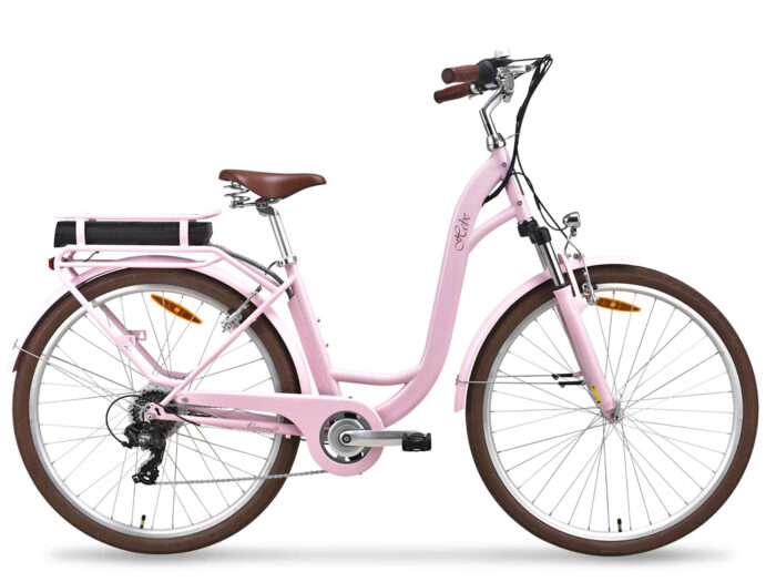 elektrische damesfiets 7 versnellingen Hebe roze