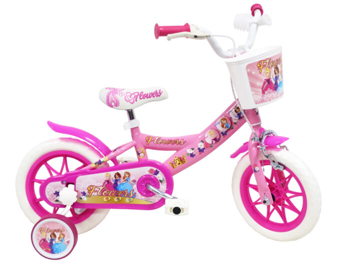 Flowers 12 inch kinderfiets roze