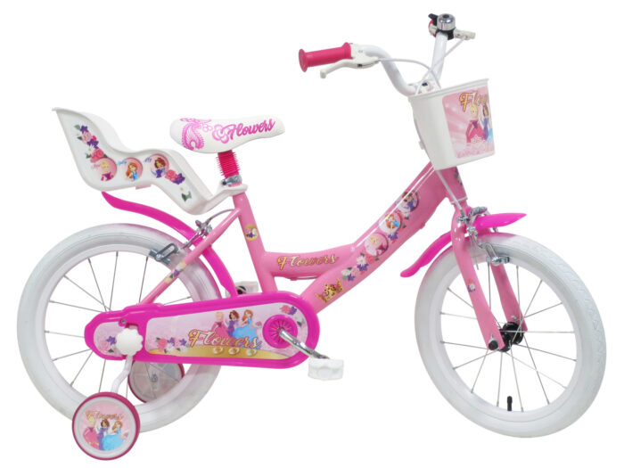 Flowers 16 inch kinderfiets roze